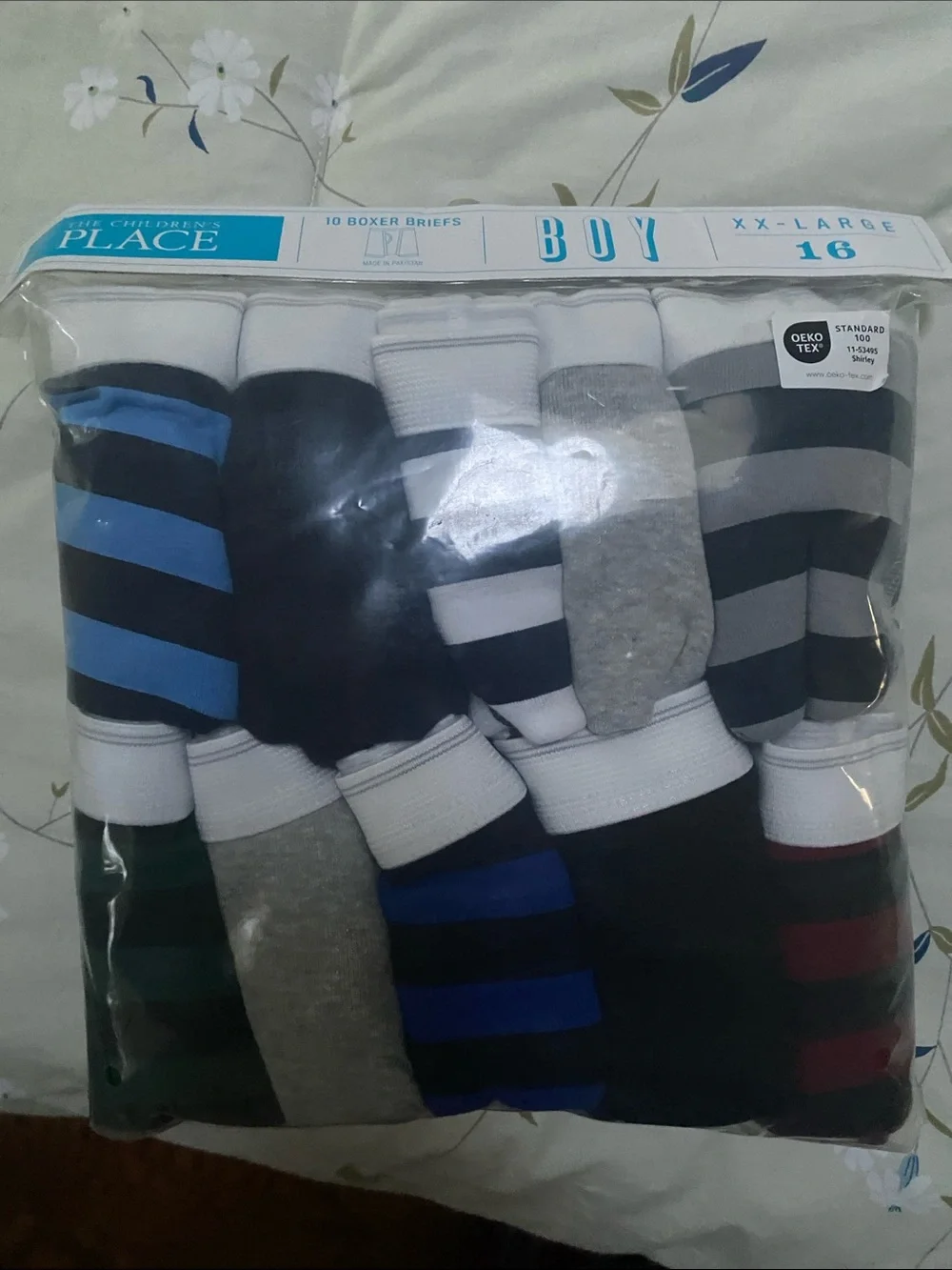 Children's Place Boys 10-Pack Striped Boxer Briefs - Multi Blue/Grey